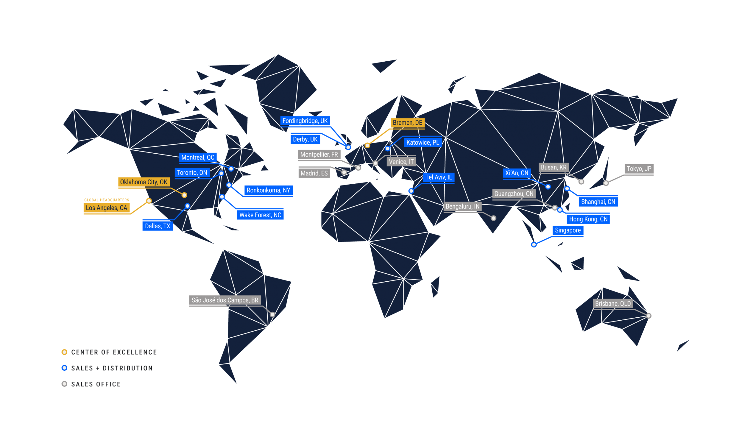 Map of all FDH Aero's locations